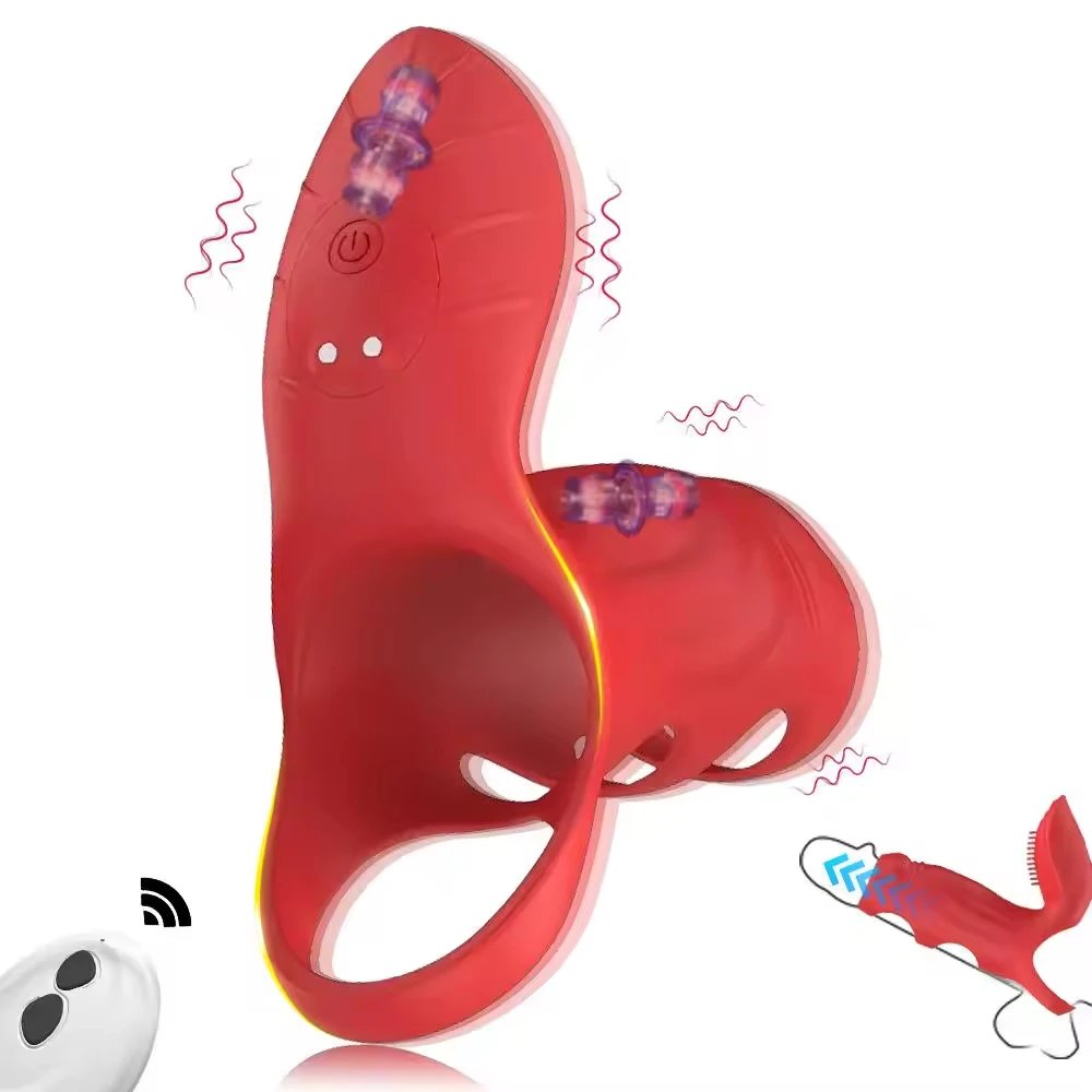 Single Ring Remote Control Dual Impact Delay Resistor Lock Thin Ring Couple Resonance Vibration Ring, Adult Fun Product