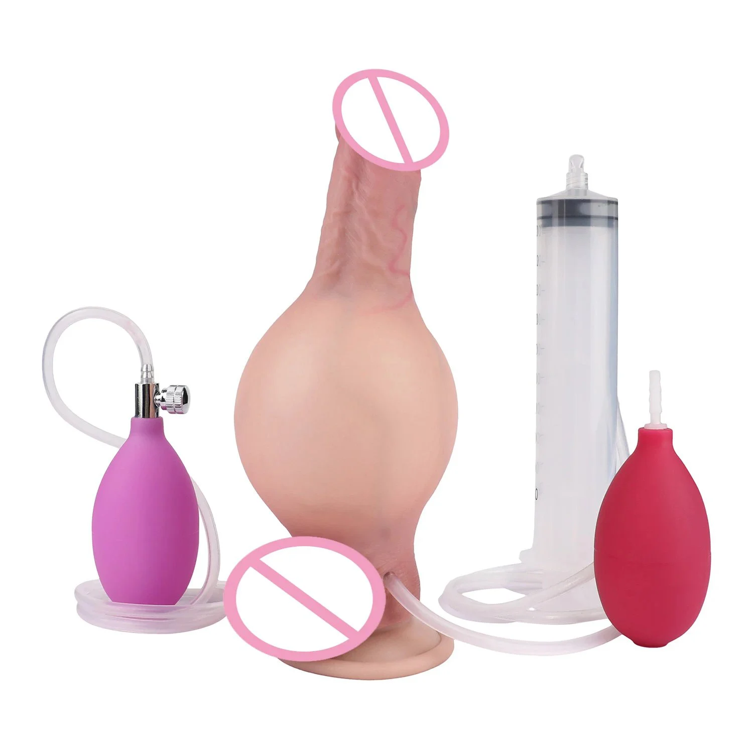 Latest 7.4'' Realistic Squirting Inflatable Knot Penis Ejaculating Dildo Toy Flirtnig Orrgsm Real Skin Dildo Strong Suction Cup
