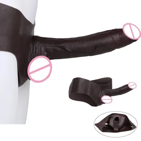10.01'' Long Hollow Dildo Strap on Silicone T-Back Pants for Men Dick Enlargement Male Strap on Penis Sleeve
