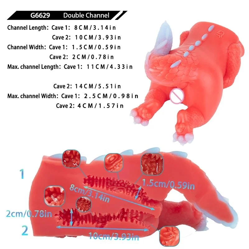 Red Dragon Fantasy Male Silicone Handheld Masturbator with Internal Textures for Enhanced Sensation Designed