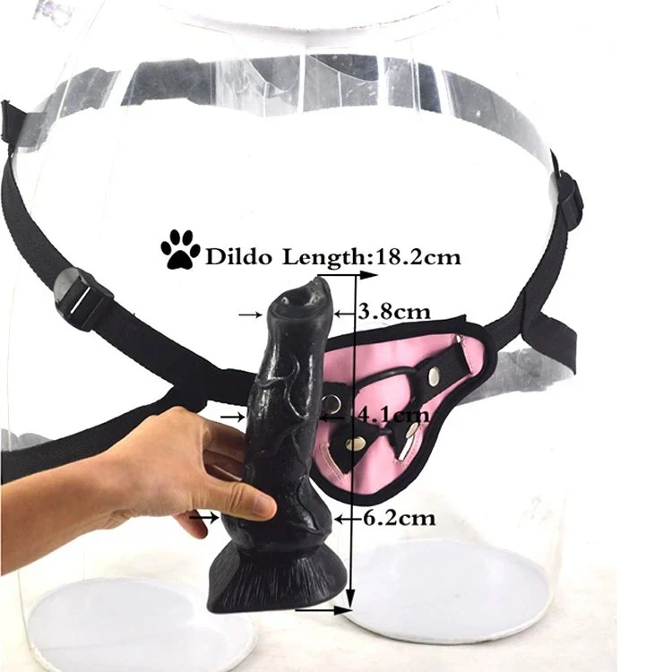23.5cm Lesbian Sex Toy Dog Dildo with Belt Strap on Dildo Dog Ladies Dress Artificial Dog Penis Strapon Dildo for Lesbian