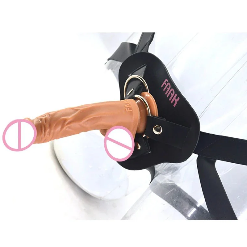5.5''long 1.5'' Diameter Bondage Sex Toys Wear Penis Artificial Realistic Silicone Two Balls Dildo for Couple Lifelike Play