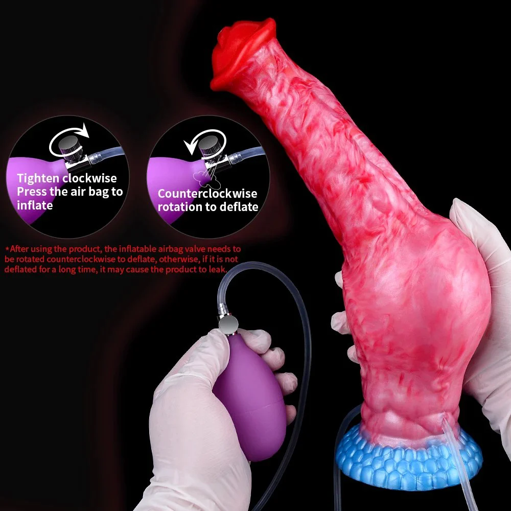 Huge Horse Ejaculation Anal Plug Dildo with Inflatable Function Animal Penis Strong Sucker Sex Toys for Men Women