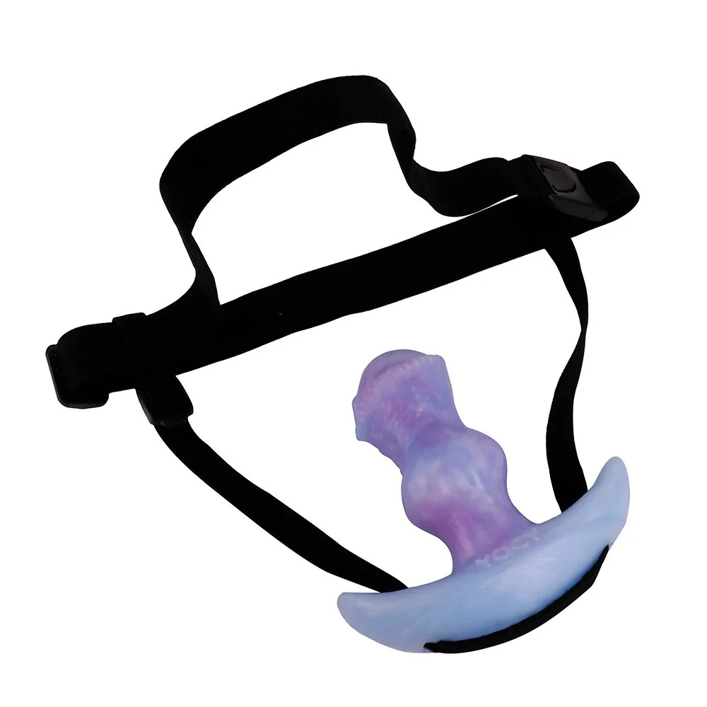 Silicone Horse Anal Dildo with Gag Strap-On 10 Modes Remote Control Vibrator for Men Fox Butt Tail Design Sizes S M L