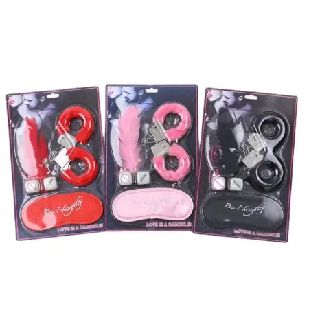 Sexy Furry Feather Flirting Tickler Sexy Dice Game Blindfold and Handcuffs Sex Toys for Couples Bondage Set