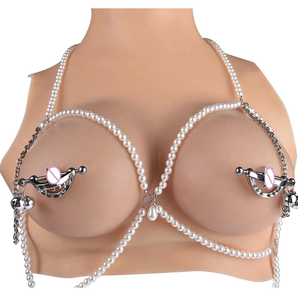 Quality Collar With Nipple Clamps Female Bondage Long Chain and Leather Belt Sex Toys for Couples Game
