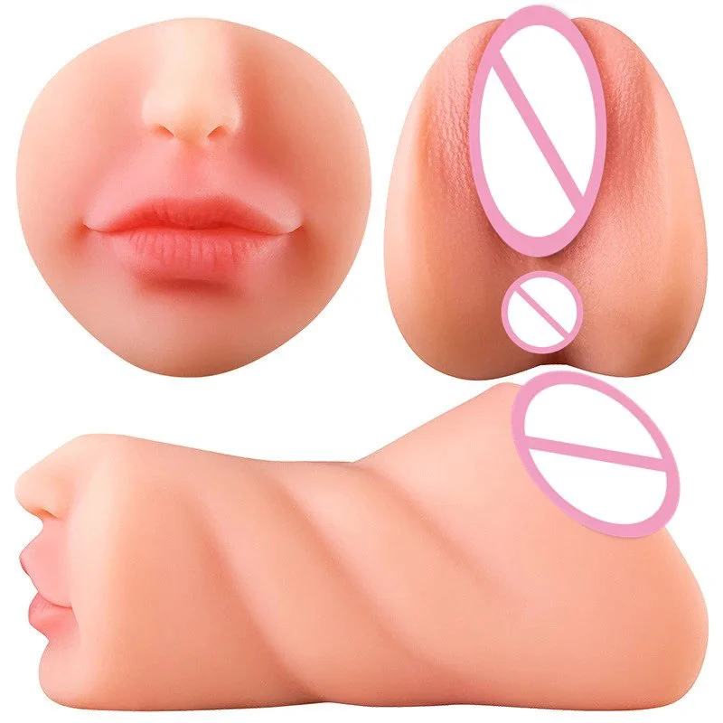 Sex Toys Soft Masturbation Cup Realistic Vaginal Tongue Anus 3 in 1 Pocket Pussies for Men