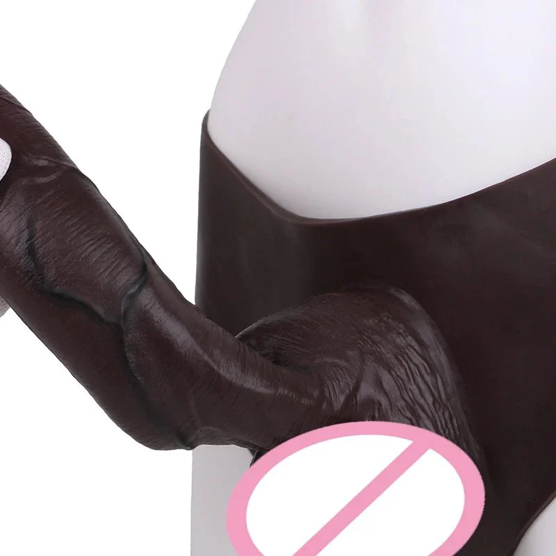 10.01'' Long Hollow Dildo Strap on Silicone T-Back Pants for Men Dick Enlargement Male Strap on Penis Sleeve