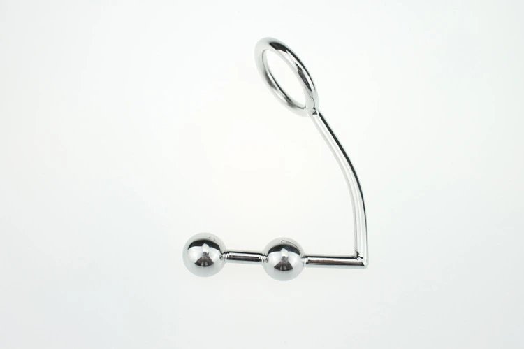 BDSM Sex Toys Dual Ball Butt Plug Penis Ring Stainless Steel Anal Hook With Cock Ring