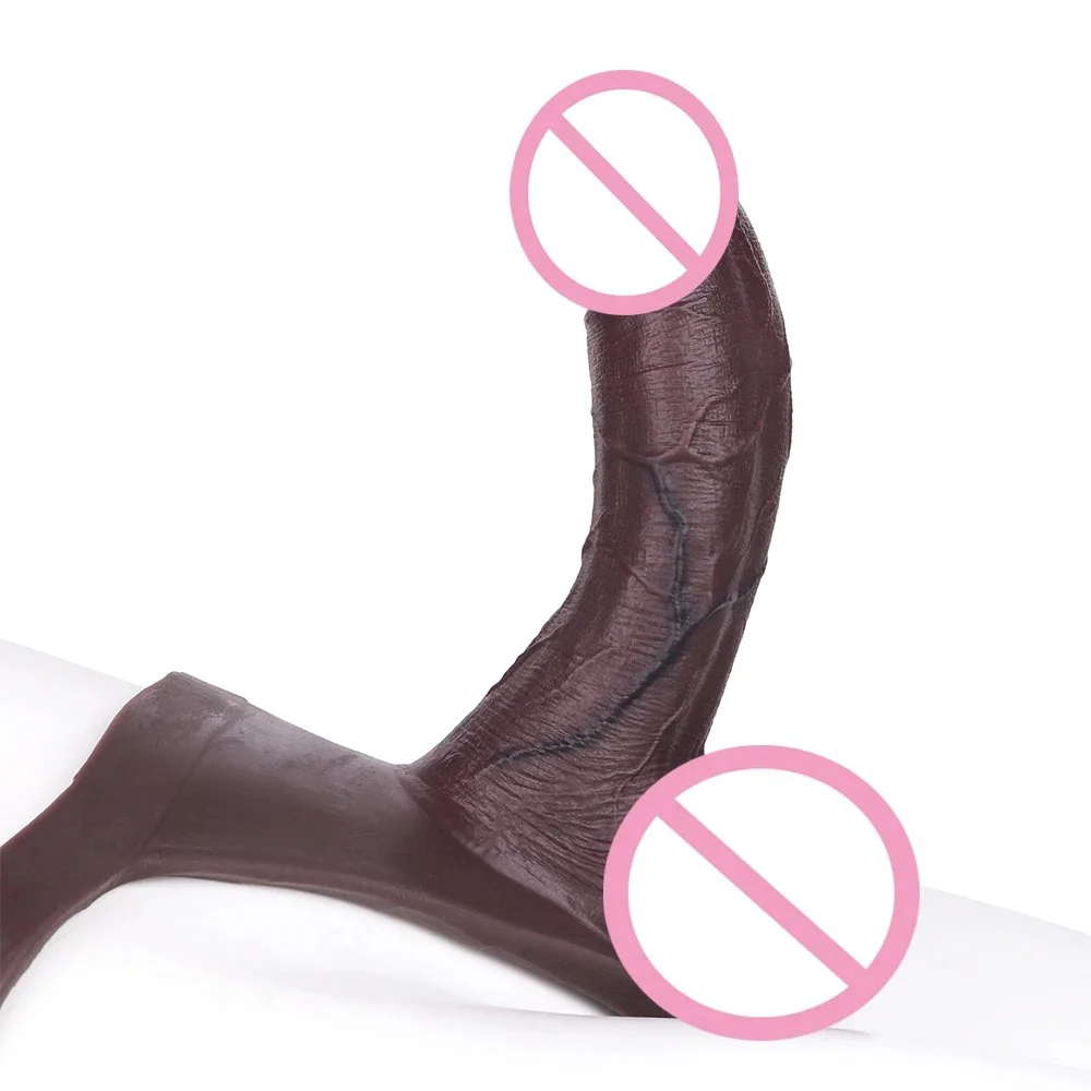 Black T-Back Hollow Silicone Penis Panties Extra-Long Wearable Dildo Underwear for Male Enlargement and Comfort