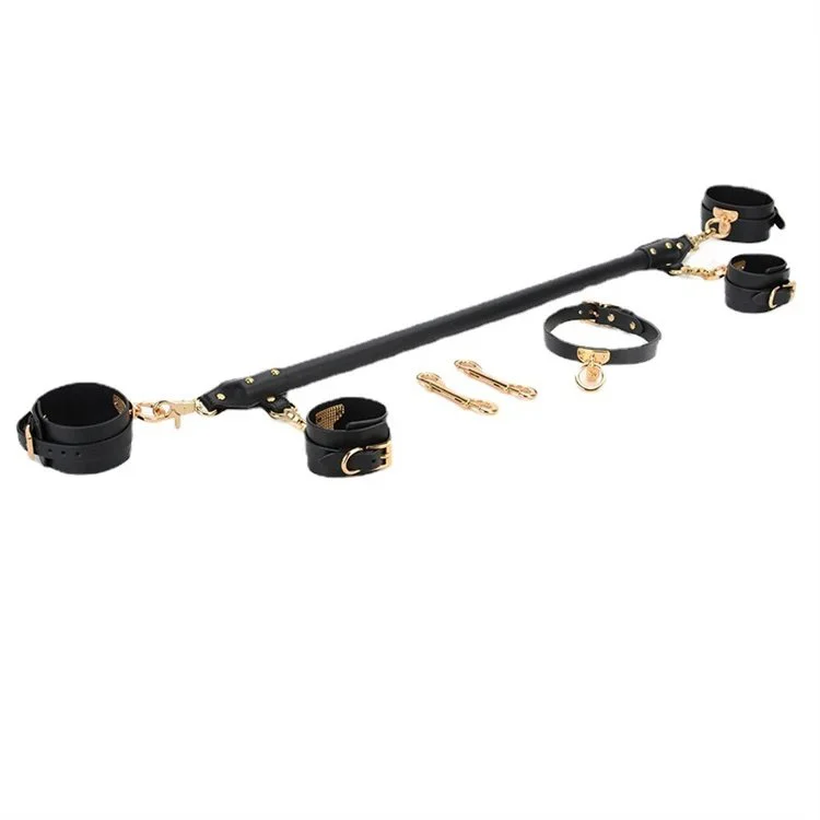 Slave High Quality Luxury PU Leather Open Leg Bondage Ankle Handcuffs Spreader Bar Sex Toy