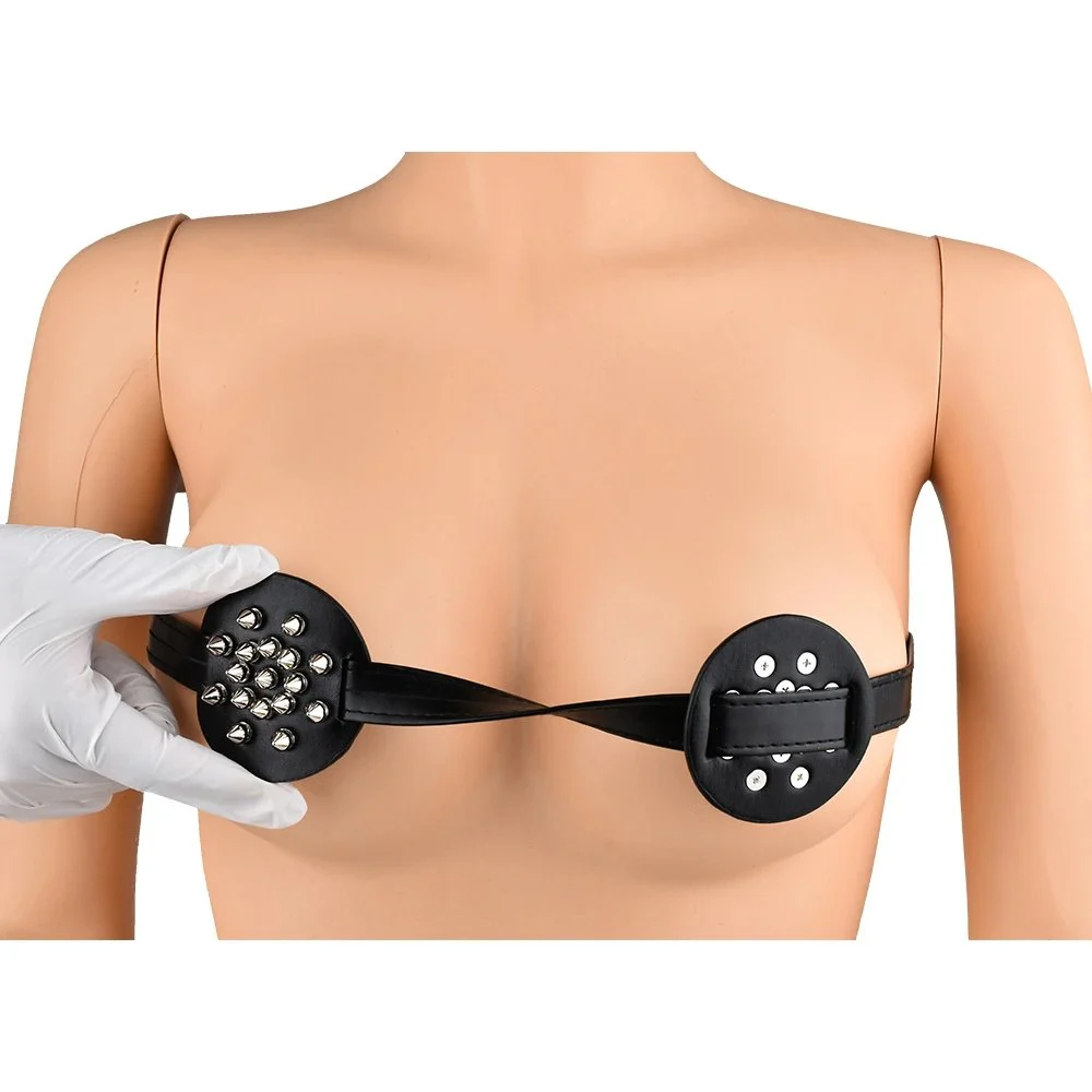 Spiked Breast Binder With Chest Straps Nipple Restraints Female Nipples Clamp Breast Bondage Sex Toys for Women Men