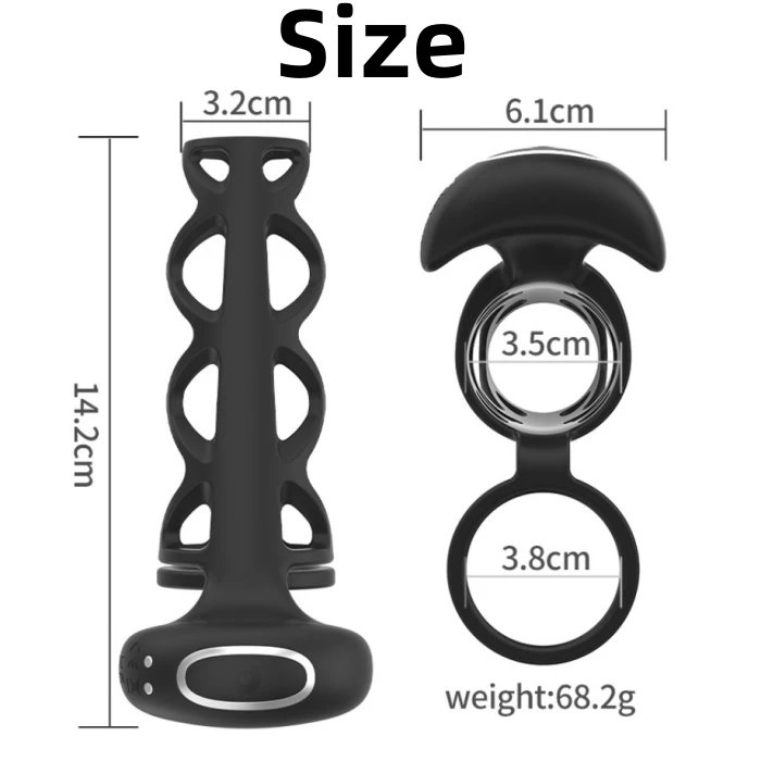 Silicone Cock Sleeve Vibrator with 9 Frequencies Remote Control Adult Enlarger Sex Toys Featuring Penis Rings
