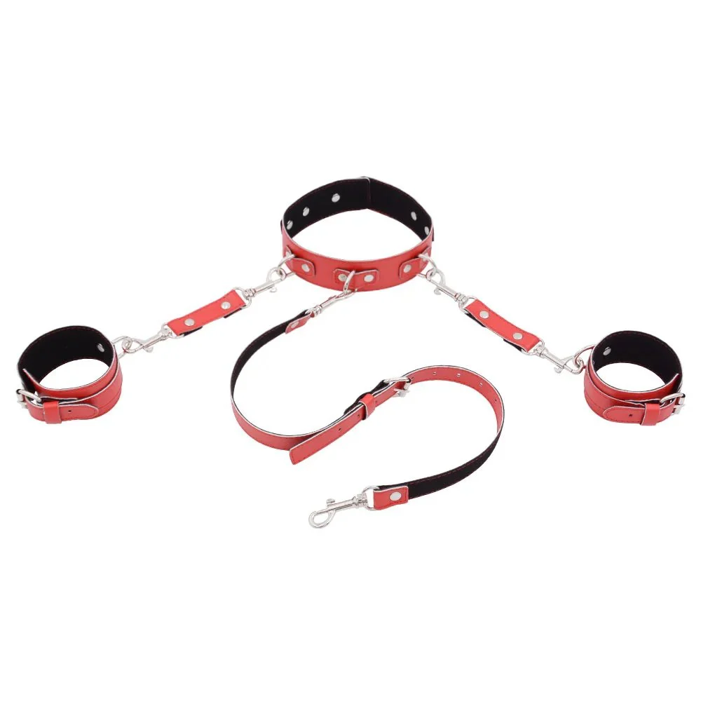 Bondage Hands Neck Connected Adult Sex Toy Leather Handcuffs Collar Other Sex Toy