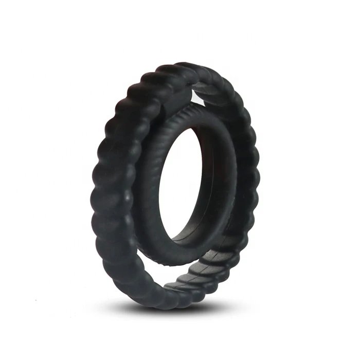 Double Cock Ring for Men Waterproof Silicone Black Vibrating Penis Ring Sex Toys for Delay Ejaculation Men's Properties
