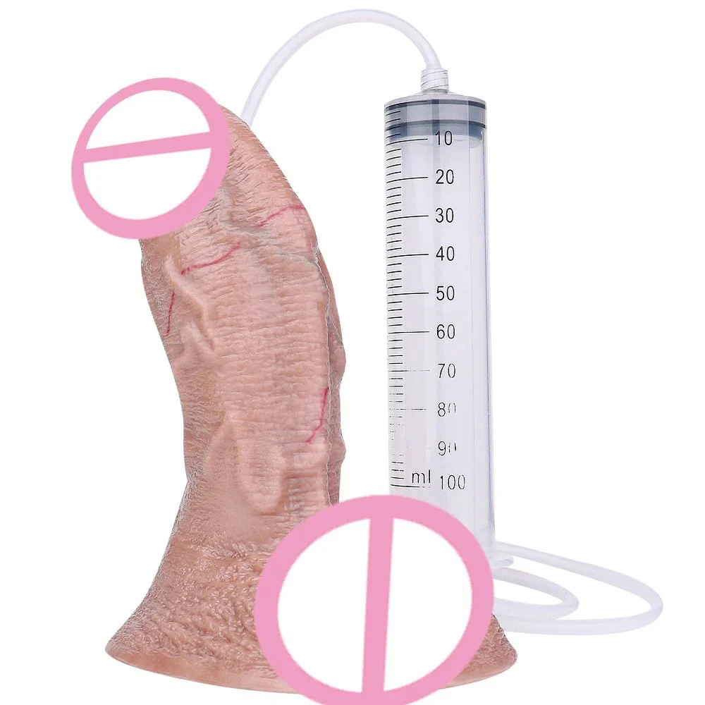 Simulation Series Can Spray Water Color Dildo Experience Feel Realistic Platinum Silicone Spray Dildo