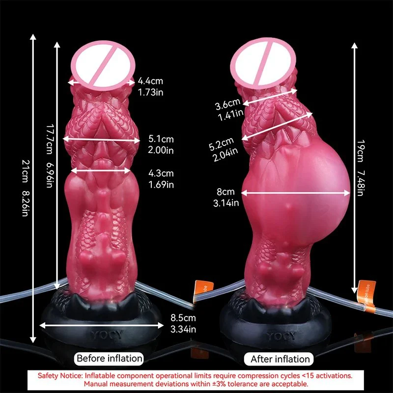Inflatable Water Spraying Fantasy Dildo with Suction Cups at the Bottom That Can Be Attached to the Body for a Toy Experience