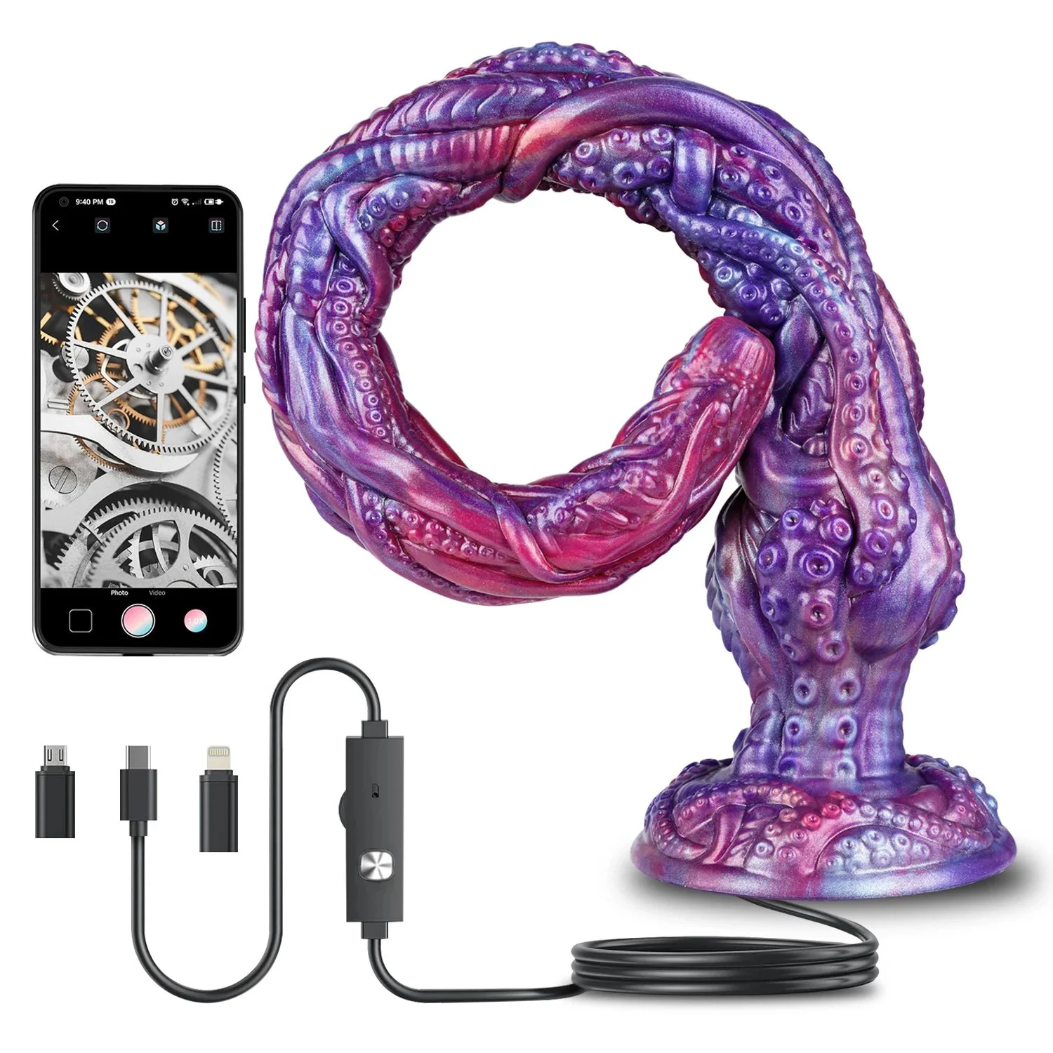 Liquid Silicone Adult Dildo with 1080P HD Video Image Soft Supports Link Mobile APP for Spying Photographing Female Masturbation
