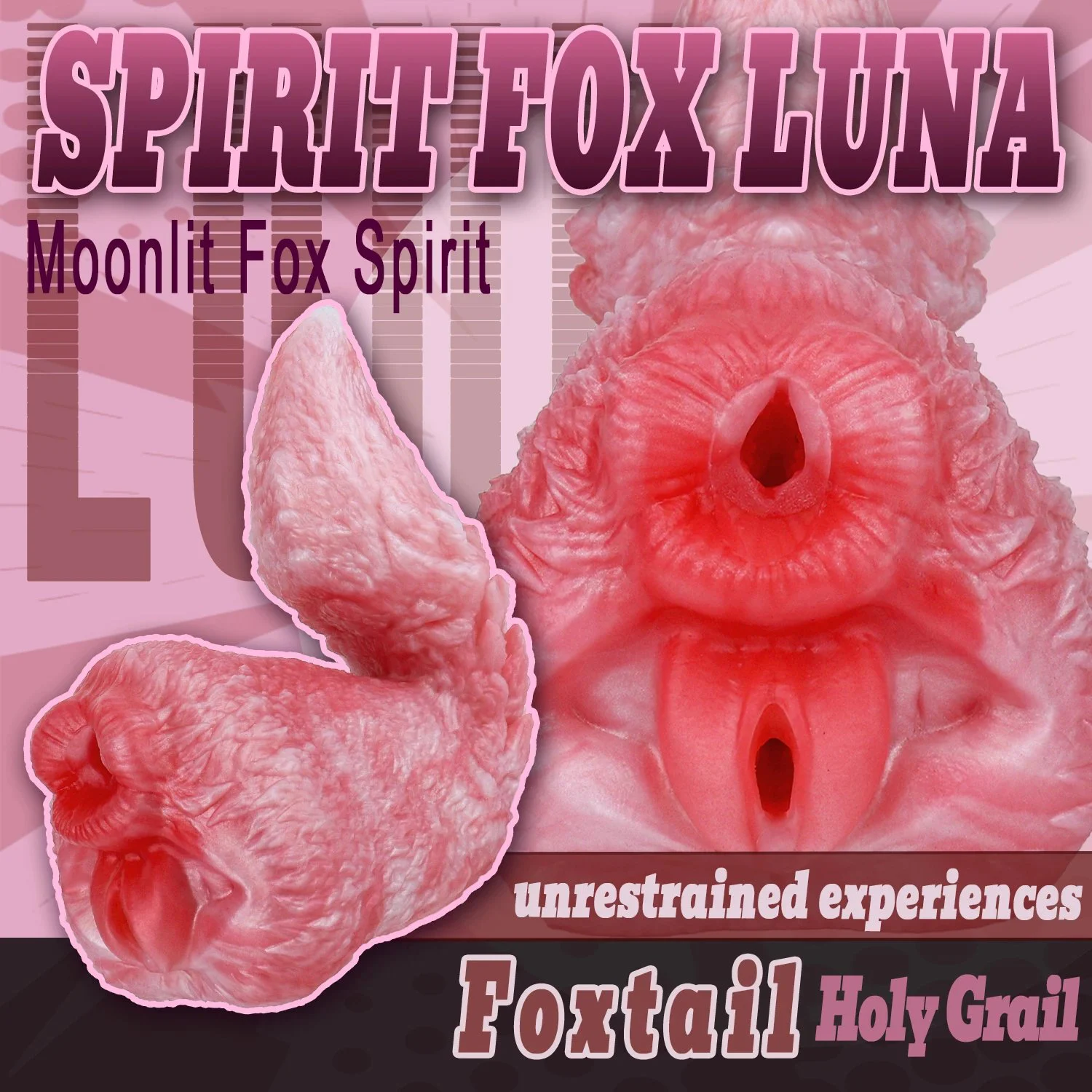 Spirit Fox Luna Tail FAAK Dual Channel Silicone Male Masturbator Fantasy Fox Tail Design Texture Adult Toy
