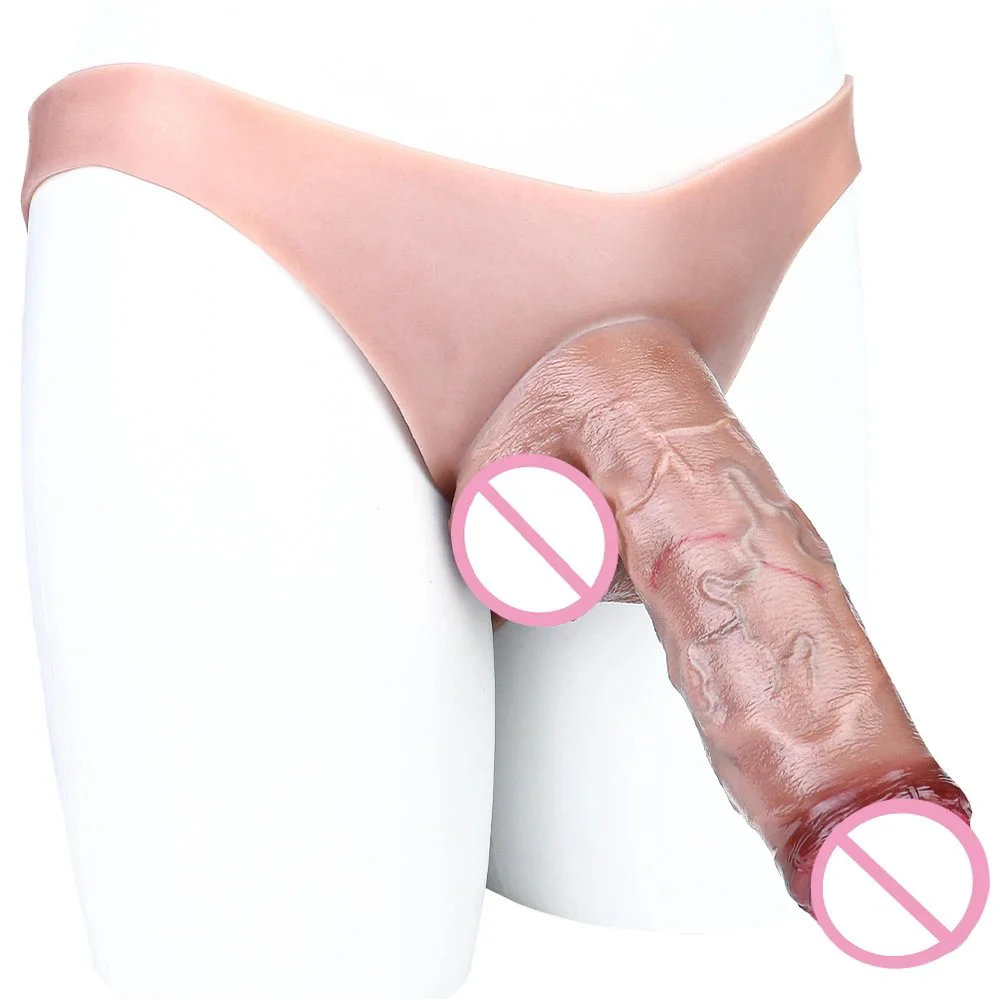 Hollow Soft Silicone Penis Sleeve Wearable Sex Dildo Pants Realistic Penis Enlargement Adult Sex Toys