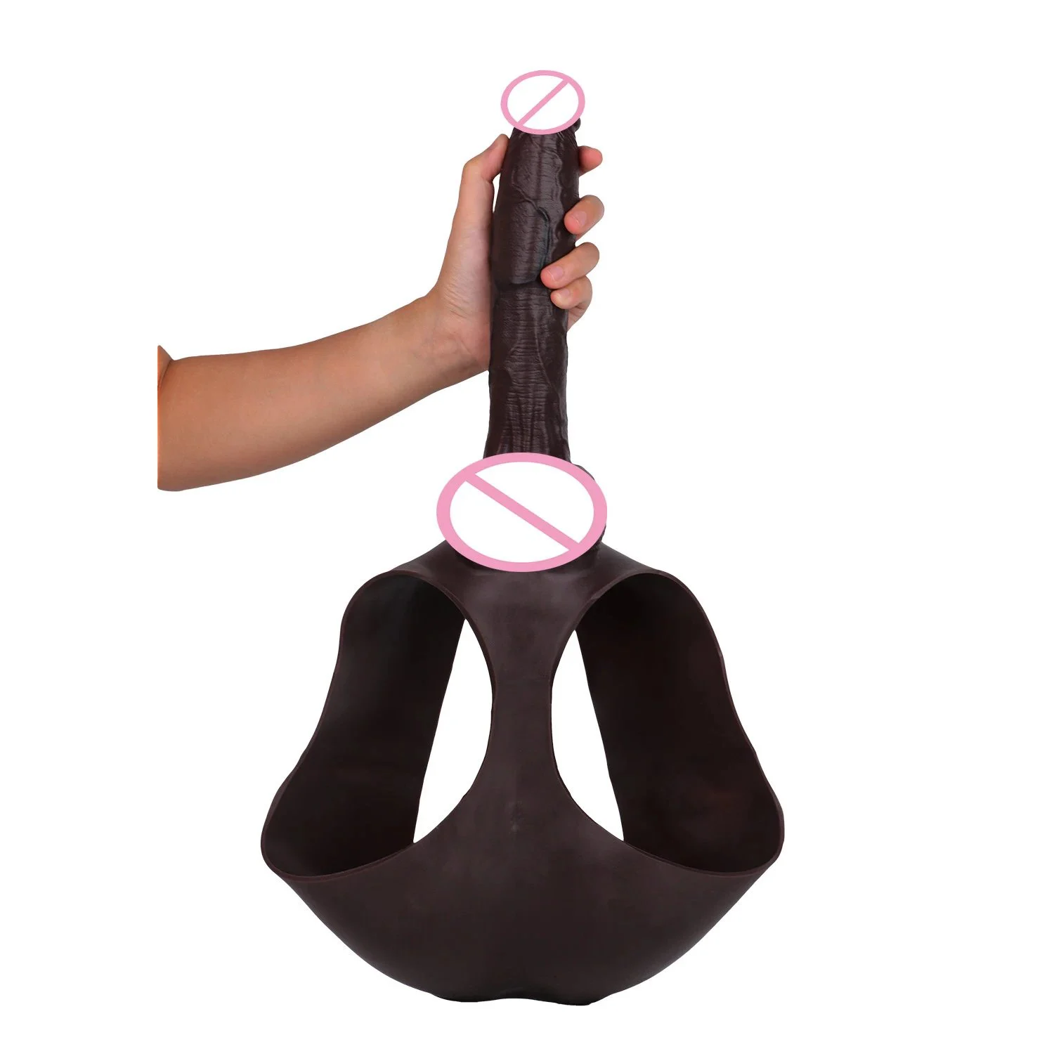 Jet Black Medical-Grade Silicone Male Penis Extender Hollow Insertable Enhancement Sleeve