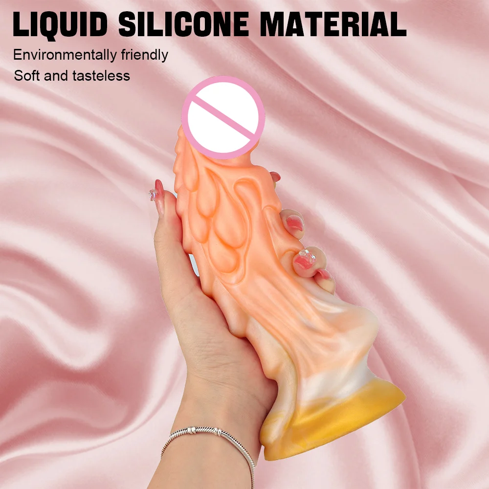 Liquid Silicone 7.7 Inch Long Big Large Dragon Monster Animal Colorful Female Sex Toys Man Penis Dildos for Women Huge Realistic