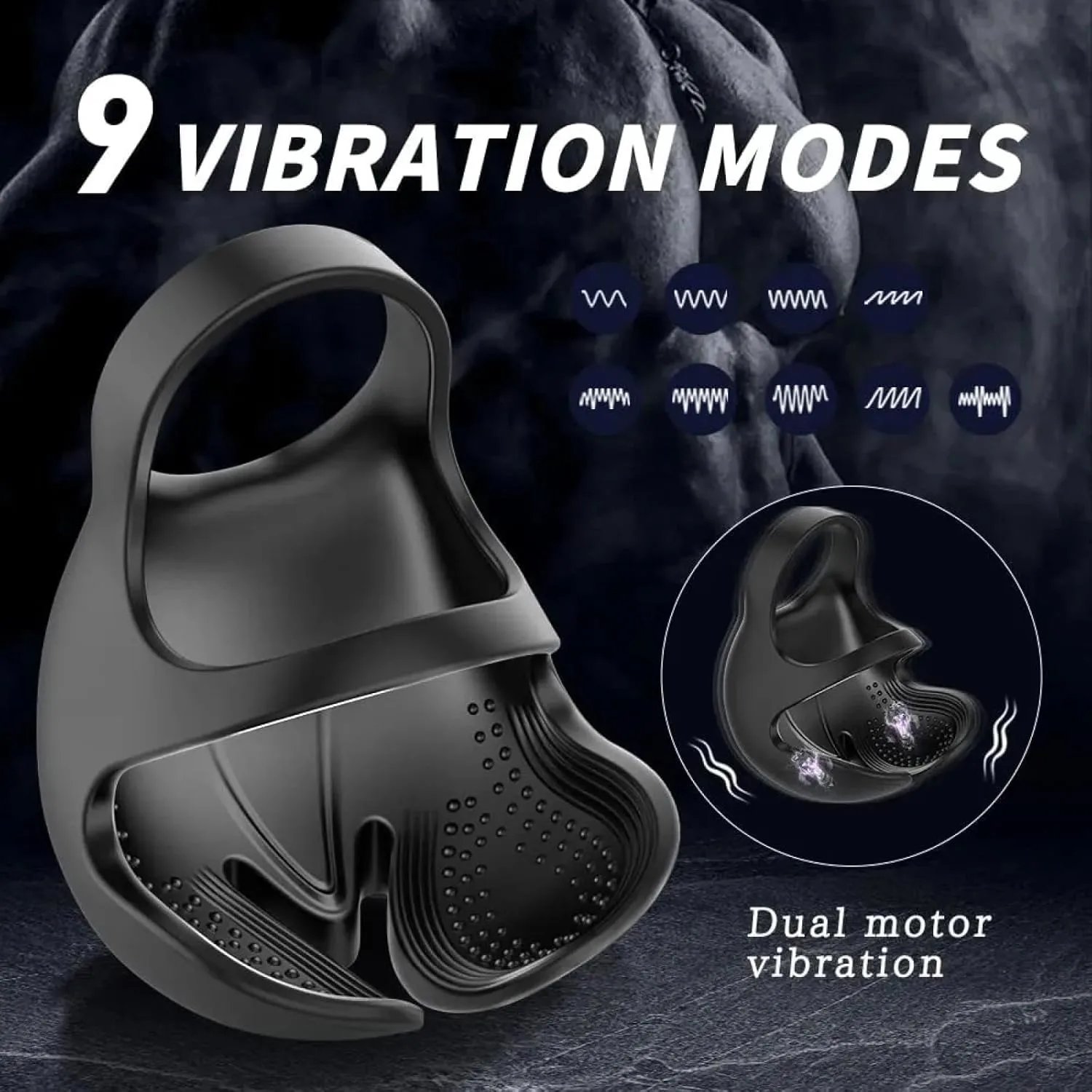Vibrating Penis Ring Cock Ring Vibrators 100% Waterproof Delay Ejaculation Adult Male Masturbator