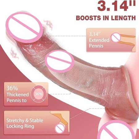 Soft Penis Sleeve Dildo Vibrator for Men & Couples-10 Vibrating Modes Waterproof IPX5 Eco-Friendly Adult Toy