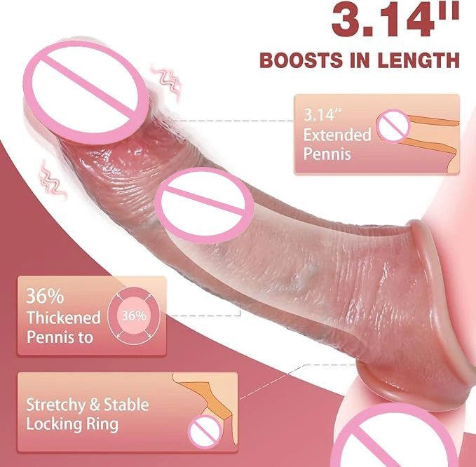 Soft Penis Sleeve Dildo Vibrator for Men & Couples-10 Vibrating Modes Waterproof IPX5 Eco-Friendly Adult Toy
