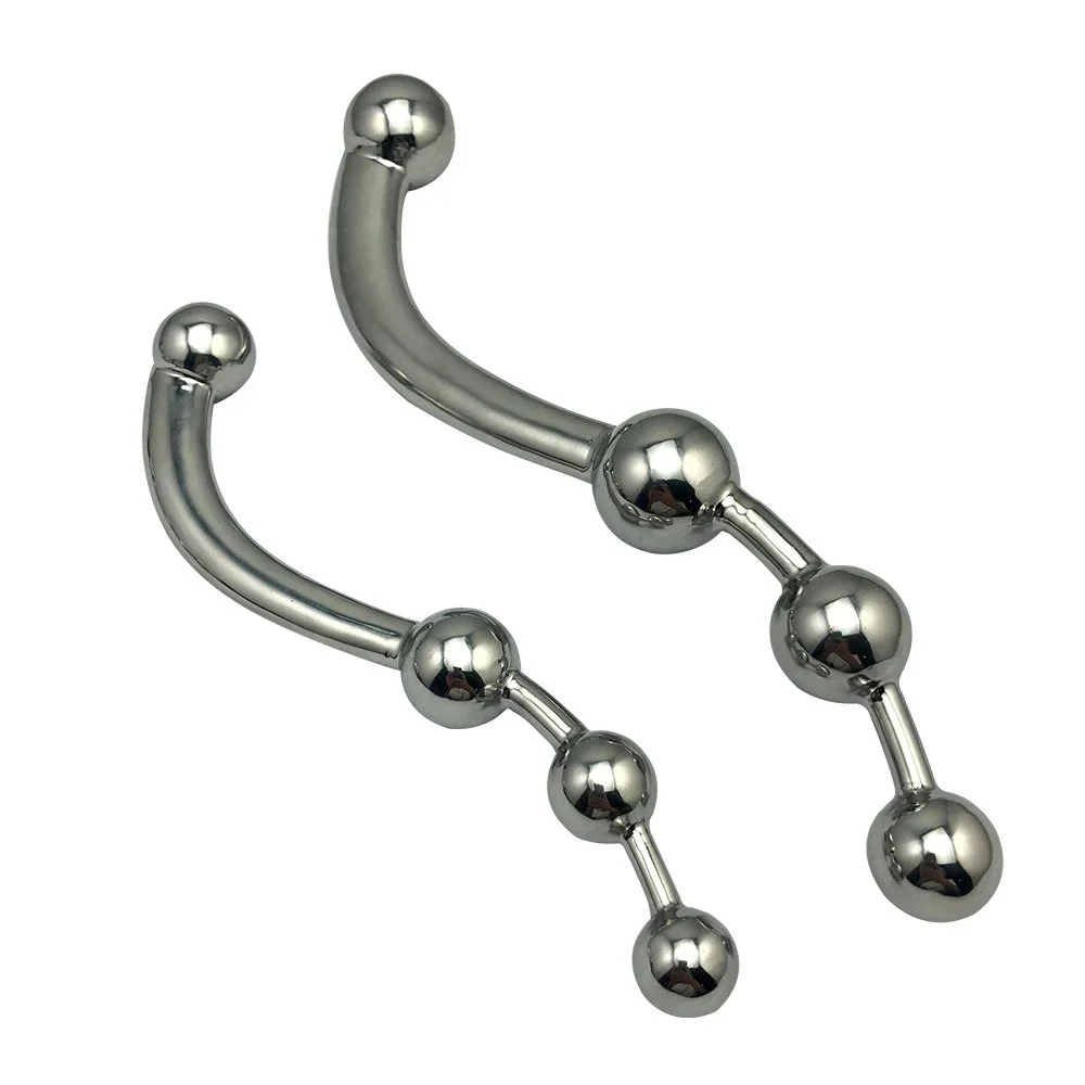 Sex Toys Double Ended Prostate Massager Stainless Steel Anal Dildo G Spot Metal Anal Beads