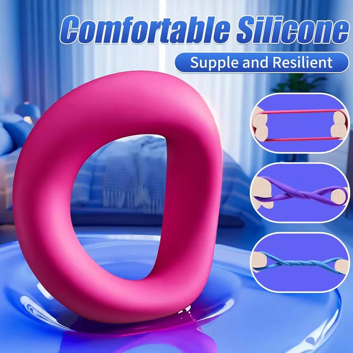 Male Adult Sex Husband and Wife Share Time Delay Doubl Ring Cover Ring Silicone Lock Essence Rope Couple Sex Toy Lock Fine Ring
