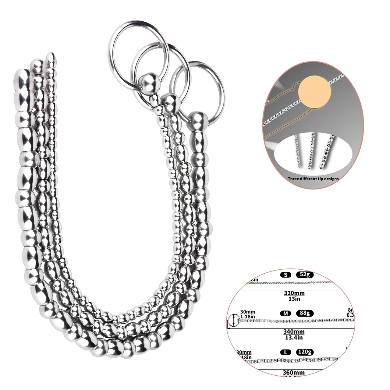 Stainless Steel Prostate Massage Beads Glans Cap Penis Insert Prostate Sex Toy Metal Anus Stimulation Urethral Toy for Men