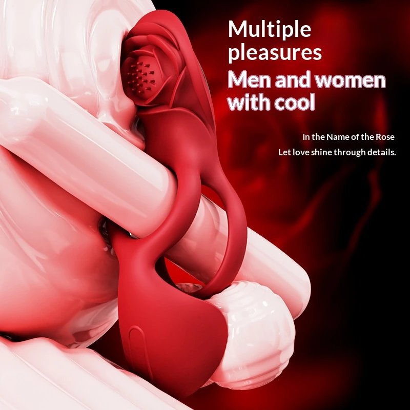Unisex Adult Toy Rose Vibration Ring Comfortable Wearable Personal Health Care Product for Couples