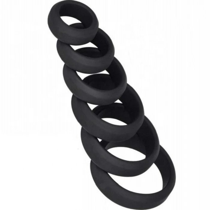 Men's Reusable 6-Size Soft Silicone Cock Ring Sex Toys for Penis Locking Delay Various Sizes Soft Features