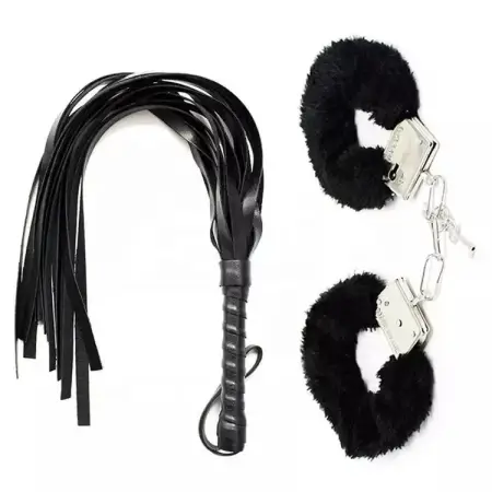 Sex Toys for Couples Game Leather Flogger Spanking Whip Sexy Soft Steel Fuzzy Furry Handcuffs