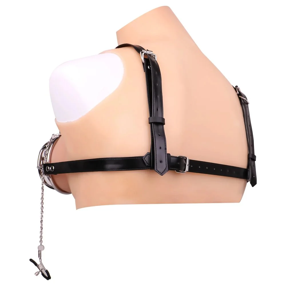 Heavy Metal Hollow Bra with Nipple Clamps Adult Sex Toys Erotic Couple Lingerie Cosplay Games Pleasure Sex Toy for Man Woman
