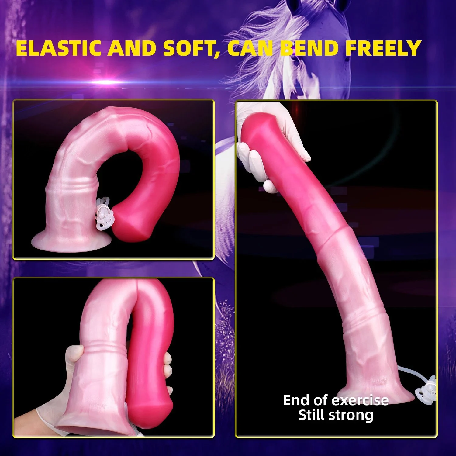 Long Horse Ejaculation Fantasy Dildo With Sucker Squirting Animal Penis Anus Butt Plug Sex Product for Couple Adult Games