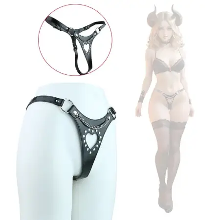Women's BDSM-style Thong Underwear an Interactive Body Restraint Product Designed for Leather Enthusiasts. 18+ Adult Lingerie