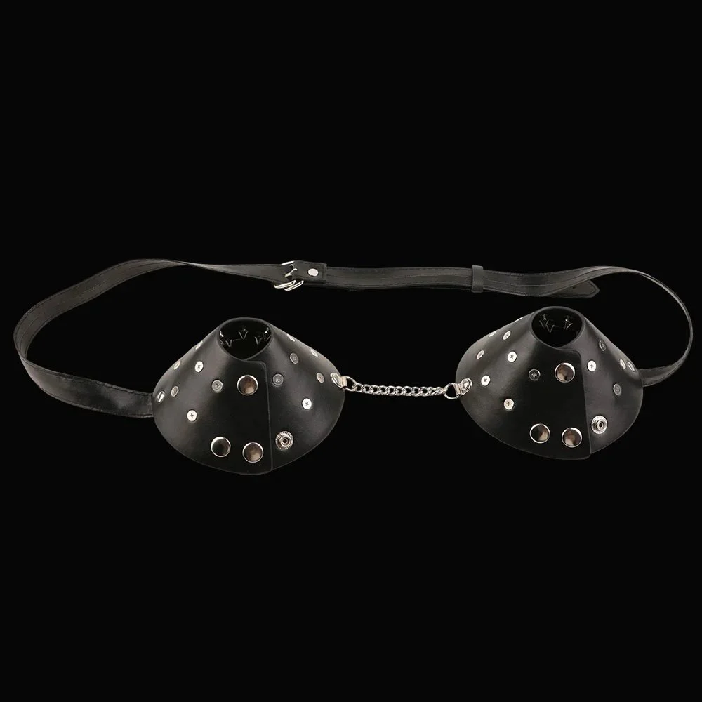 Stainless Steel Rivets BDSM Nipple Clamps with Leather Belt Role Play Toy for Women