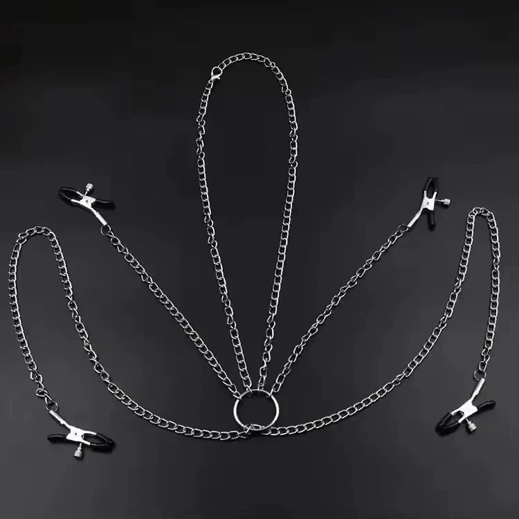 Sex Slaves Stainless Steel Metal Chain Nipple Milk Clips Breast Clip Nipple Clamps Sex Toys Clitoris Pincher