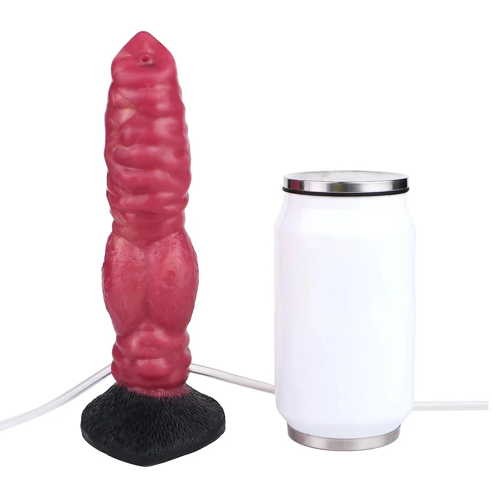 Liquid Silicone Butt Plug Realistic Wolf Dog Dildo Inflatable Squirting Cock with Strong Suction Cup Adult Flirting Sex Toy