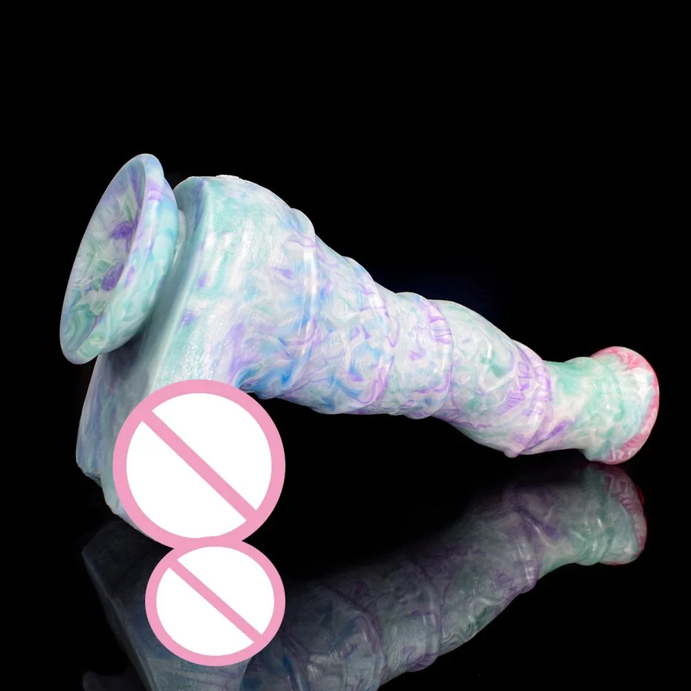 Liquid Silicone Cock Penis Animal Horse Dog Dildo Realistic Testicles Veins Dildo With Suction Cup Sex Toy