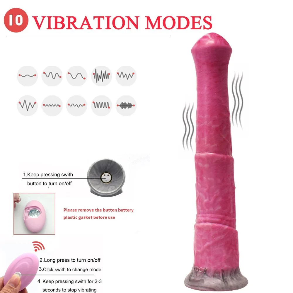 Liquid Silicone Horse Dildo Vibrating Penis Cock 29.5cm Super Big Waterproof Vibrator Dildo with 10 Vibration Modes Sex Toy