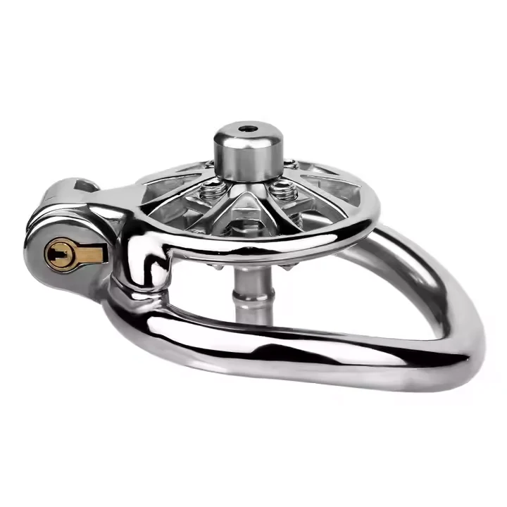 stainless steel off-road wheel shaped chastity cage hollow breathable skin-friendly safe With catheter SM sex toy for man