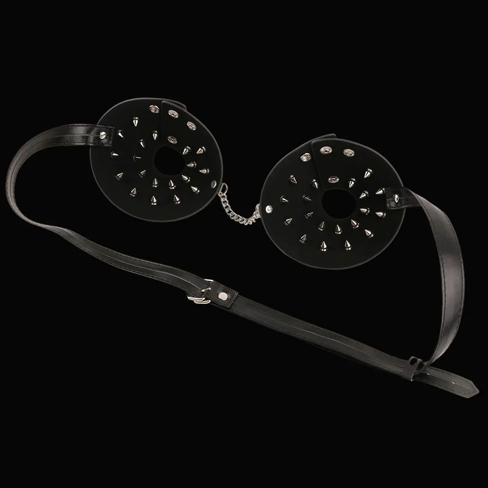 Stainless Steel Rivets BDSM Nipple Clamps with Leather Belt Role Play Toy for Women