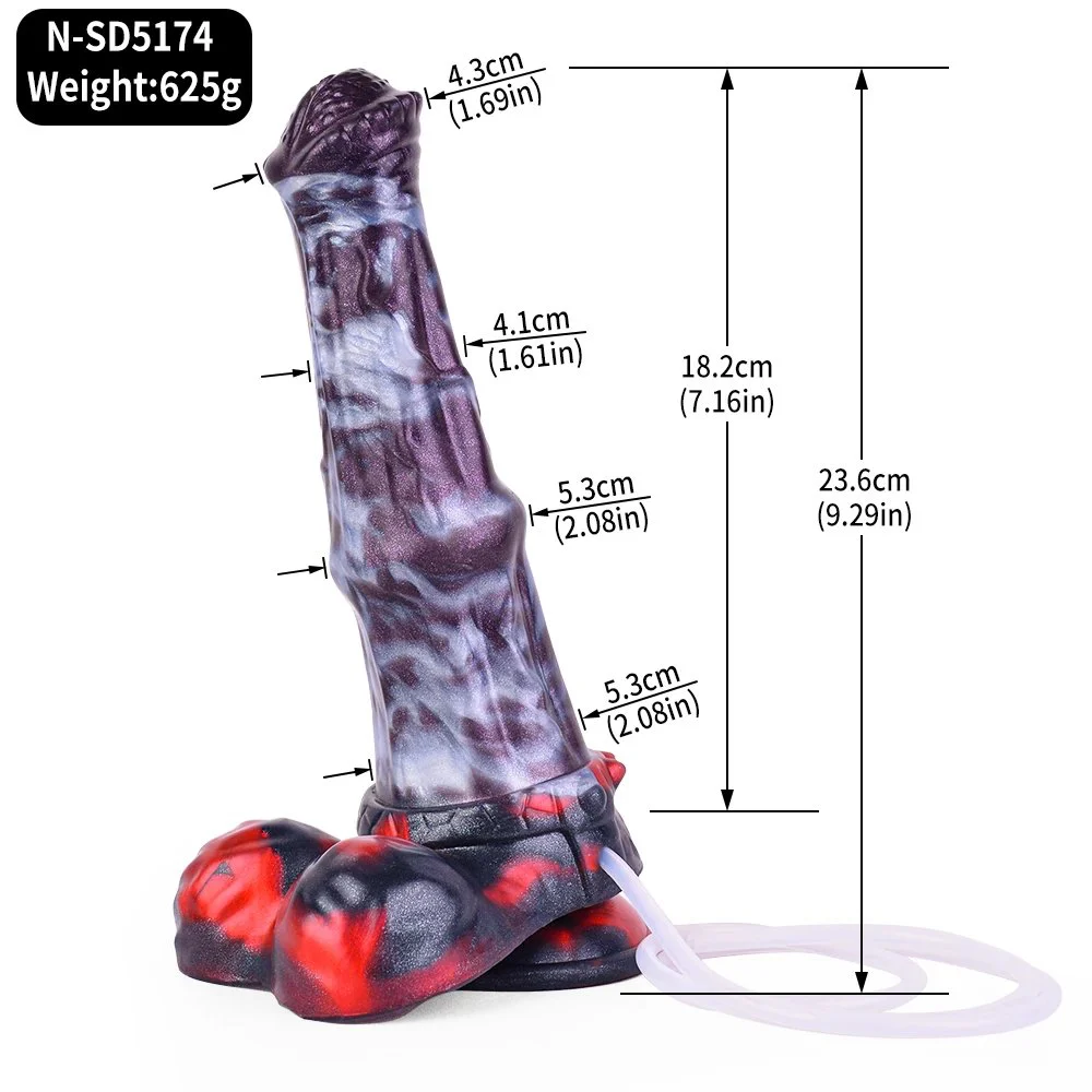 Simulated Squirting Wolf Monster Dildo with Huge Knots Silicone Suction Cup for Hands Free Play Plug Sex Toy for Women Men