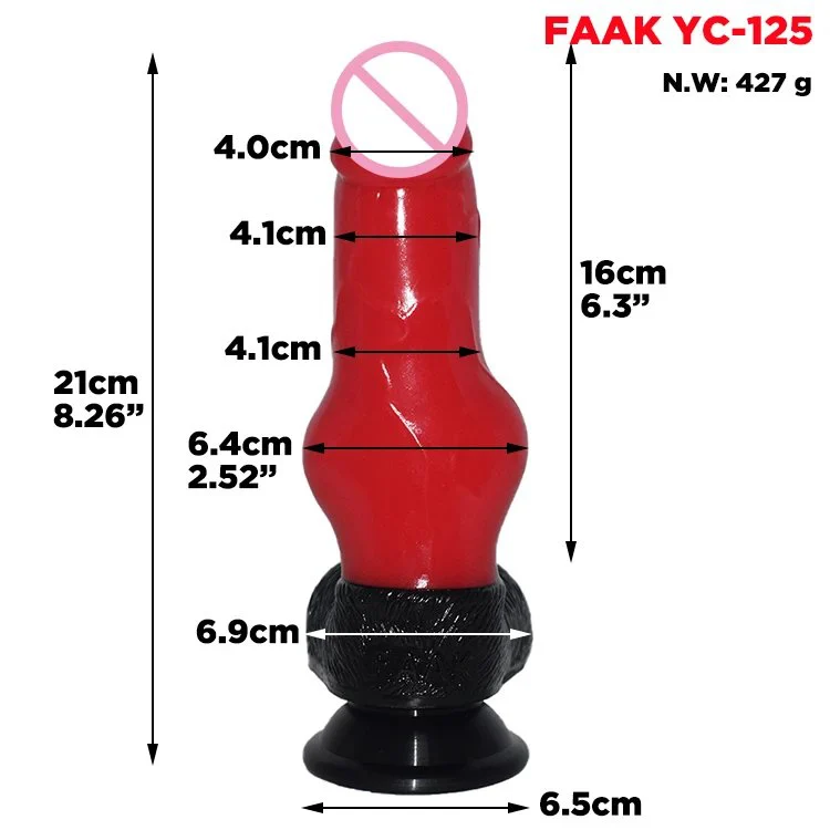 Sex Shop Dog Dildo 8.19 Inch Red and Black Realistic Big Huge Strap on for Women Dildo with Adjustable Belt Pants Lesbian