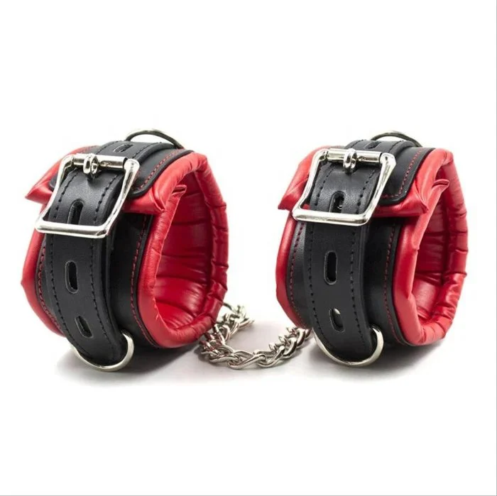 Sex Toys for Adults Leather Handcuffs Ankle Cuffs Whip Collar Bondage Set for BDSM Restraint