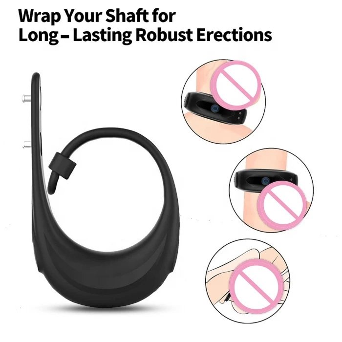 Adjustable 10 Frequency Intensity Silicone Cock Ring Soft Penis Ring for Men's Delay Ejaculation Adult Sex Product