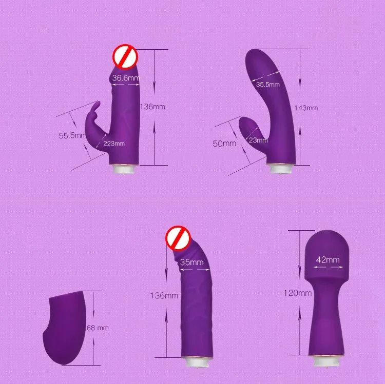 Rechargeable Adult Women Sex Toy 4-Piece Sets Female Rabbit Dildo Vibrator Quality Vibrating Dildo for Woman